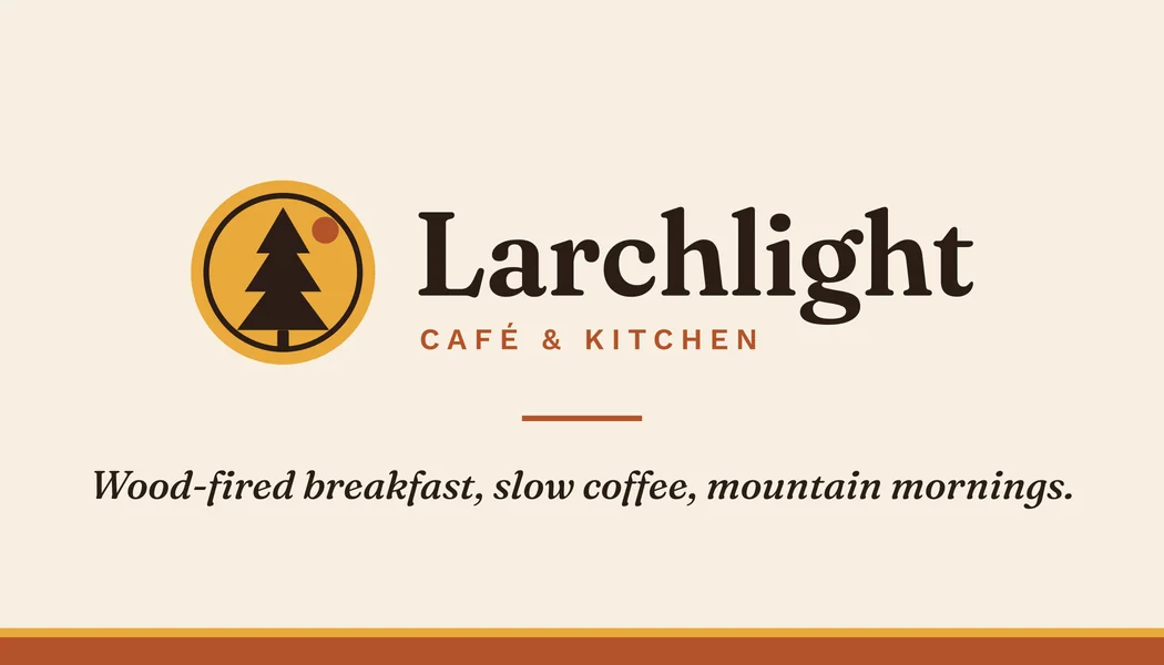 Larchlight Café & Kitchen business card, front (sample design)